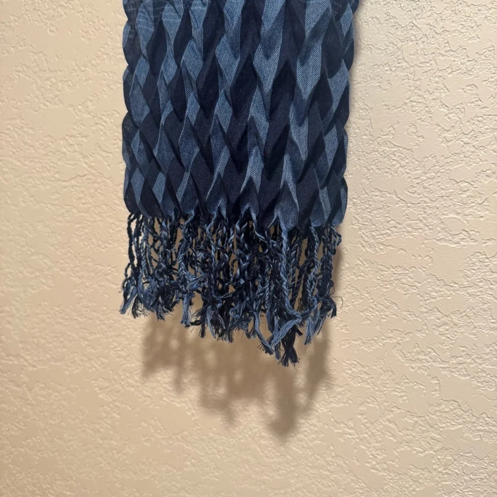 NWT Striped Blue Scarf with Fringe